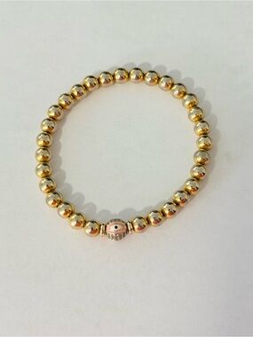 Gold Beaded Evil Eye Bracelet